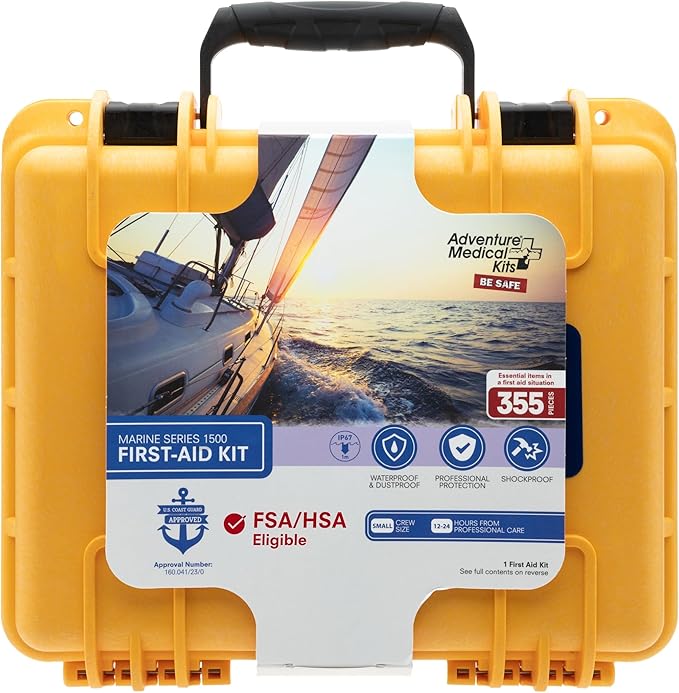 Adventure Medical Kits Marine Series Medical Kit - 1500 - Boat First Aid Kit For Small Crews 24 Hours From Care - Includes Emergency Medical Supplies Like Bandages, Medicine, Guide Book & More