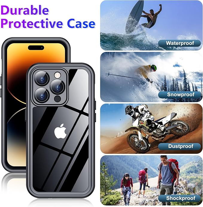 2024 New for iPhone 14 Pro Case Waterproof,[Built-in Screen Protector & Camera Protector][Full Body Shockproof][IP68 Underwater][Dustproof][Dropproof] Phone Case for iPhone 14 Pro 6.1"