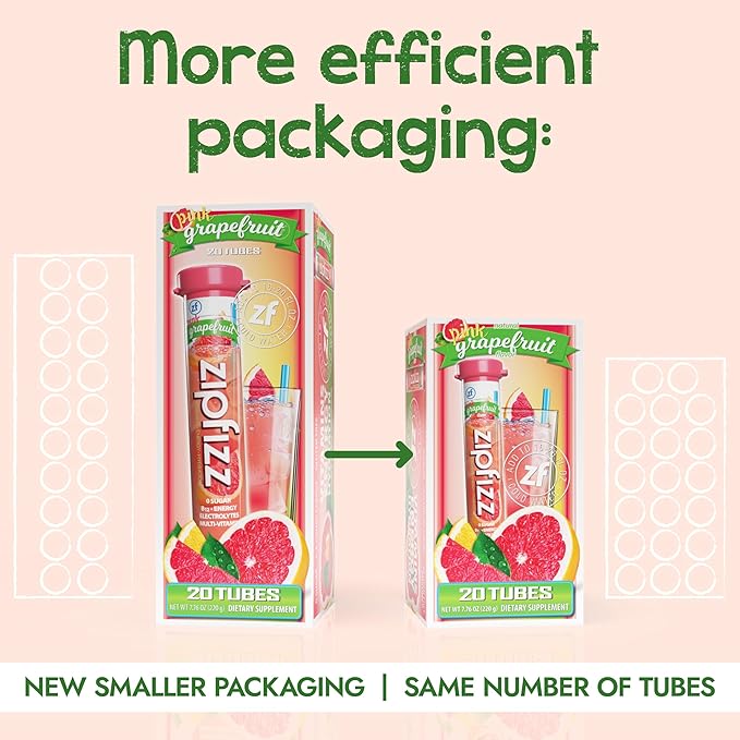 Zipfizz Daily Energy Drink Powder, Pink Grapefruit, 20 Pack | 3-in-1 Sustained Energy, Rapid Hydration, and Essential Vitamins | Sugar-Free | Electrolyte Powder | Contains Vitamin B-12 & Antioxidants