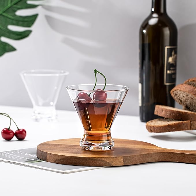 KOXIN-KARLU 9 oz Acrylic Martini Glasses, Plastic Stemless Martini Cocktail Glasses, set of 6 Clear, Perfect for Indoor and Outdoor, Shatterproof