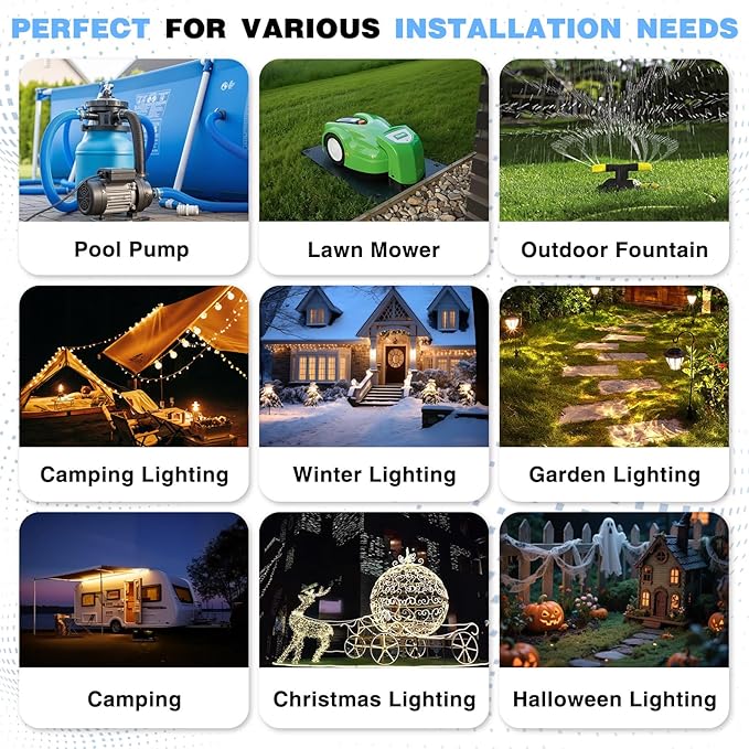 Flemoon [3 Pack] Outdoor Extension Cord Cover Waterproof, Weatherproof Electrical Connection Box for Straight Plug, Outlet, Socket, Halloween, Christmas Holiday Decoration String Light, Almond