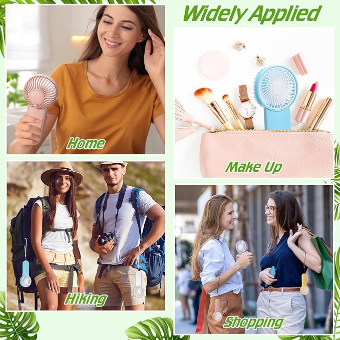 Sumind 64 Pcs Small Personal Portable Fan Mini Handheld Bulk 1 Speed Electric Cute Battery Powered for Neck Lash Makeup Women Men Travel Camping Indoor Outdoor Summer (6 Colors)