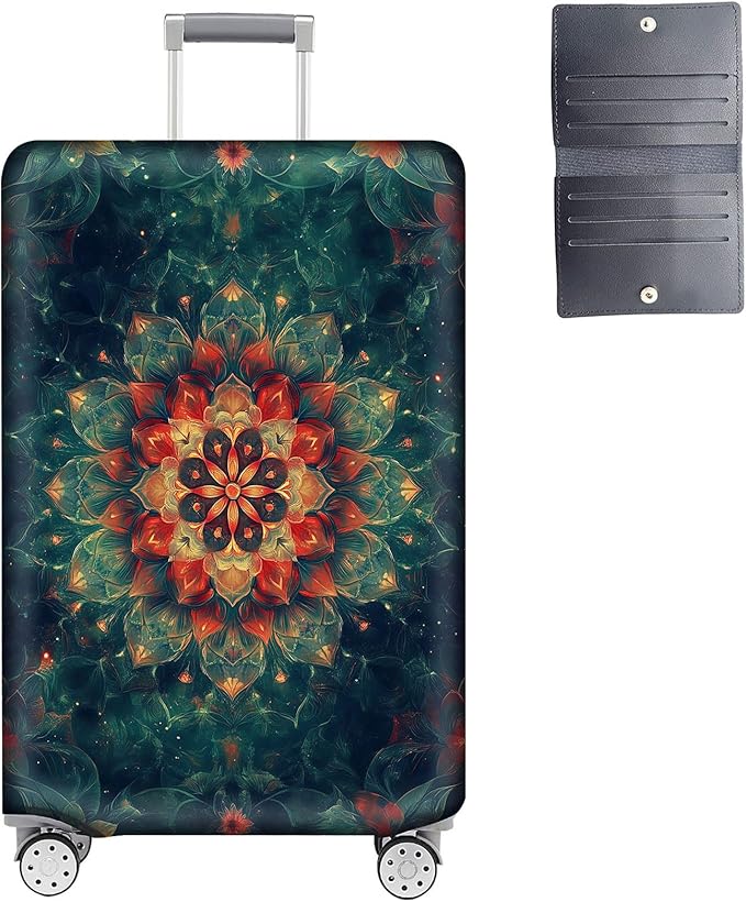 Luggage Cover Protector for 30-32 Inch Suitcases, TSA Approved Elastic Travel Suitcase Covers, Anti-Scratch Washable Luggage Sleeve for Carry On & Checked Bags, Mandala