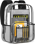 HOTOR Clear Backpack - Multi-Pocket Bookbag, Cold-Resistant PVC Waterproof Work Bag & College Backpack with Padded Shoulder Straps for Travel, Festival, 18.5" x 14.0" x 9.0", Black