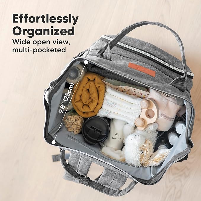 KeaBabies Baby Diaper Bag Backpack - Large Baby Bag for Boys, Girls, Waterproof Multi Function Travel Diaper Backpack with Changing Pad, Durable Travel Essentials for Moms and Dads (Classic Gray)