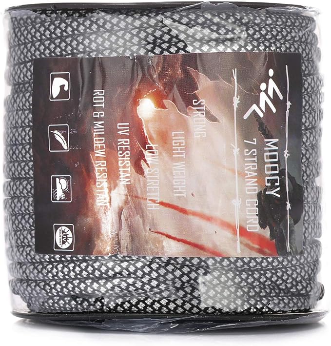7 Strand Core 550lb Paracord Parachute Cord Lanyard Mil Spec Type III - 4mm 165 Feet Spool of Paracord String Braided Accessories