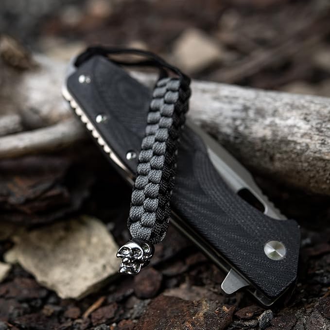 M-Tac Skull Knife Lanyard with Bead – Paracord Lanyard for Knives & EDC – Tactical Knife Fob Pull Cord – Durable Paracord