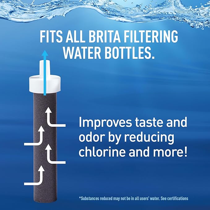 Brita Stainless Steel Premium Filtering Water Bottle, BPA-Free, Reusable, Insulated, Replaces 300 Plastic Water Bottles, Filter Lasts 2 Months or 40 Gallons, Includes 1 Filter, Rose - 20 oz