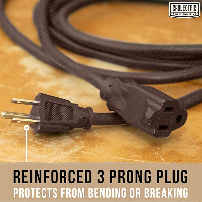 Brown Outdoor Extension Cord 6 Ft, 16/3 Heavy Duty Cable with 3 Prong Grounded Plug, 13 AMP for Garden, Lawn, Landscaping, Tools & Appliances, 6 Ft Extension Cord 3 Prong