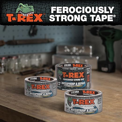 T-REX Flexible Waterproof Tape - Heavy Duty Adhesive Waterproofing Tape for Repair, Leaks, Roof Patches - Extreme Weather & UV Resistance - Black, 1.88" x 30 ft. (Pack of 1)