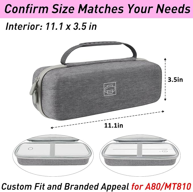 Klawdsky Hard Portable Printer Case Compatible with Aixiqee Wireless Printer A80/Gutherren A81/Minzhi Portable Thermal Printer A80,Shockproof Scratch Resistant(Case Only) (Large)