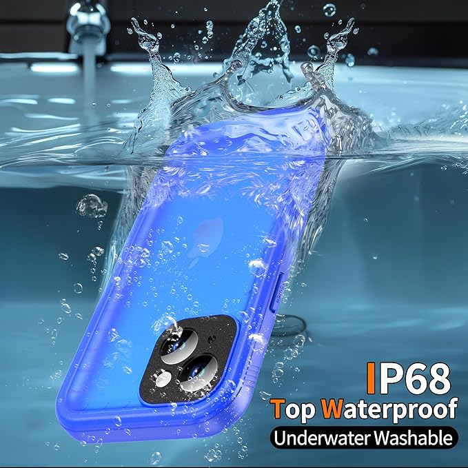 Cozycase for iPhone 15 Waterproof Shockproof Dustproof Case - Heavy Duty/360 Full Body/Military Grade/Protective/Rugged 【8FT Drop Proof】 Built in Screen/Camera Protector with Lanyard Blue