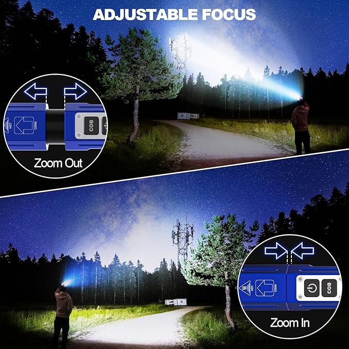 Banral Rechargeable Flashlights High Lumens - Super Bright Small Pocket Magnetic Flashlight, 8 Modes LED Tactical Flash Light, Dual Button Powerful Flashlight for Camping (1, Klein Blue)
