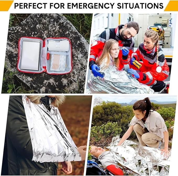 Emergency Survival Blanket, Mylar Thermal Blanket, Gigantic Space Blanket 82" x 63" (2)