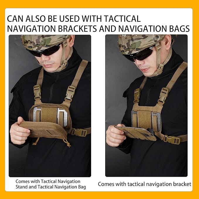 Outdoor Molle Phone Carrier, Lightweight Foldable Navigation Board with Wide Angle Phone Holder, Chest Rig Hovering Mount for Multi-Functional Vests