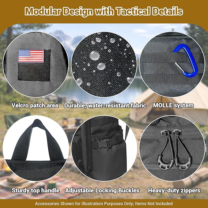 kokkoya Lightweight Tactical Backpacks with Laptop Compartment for Men 40L EDC MOLLE Military Style 17 in Computer with Cup Holder Travel Hiking Daypack