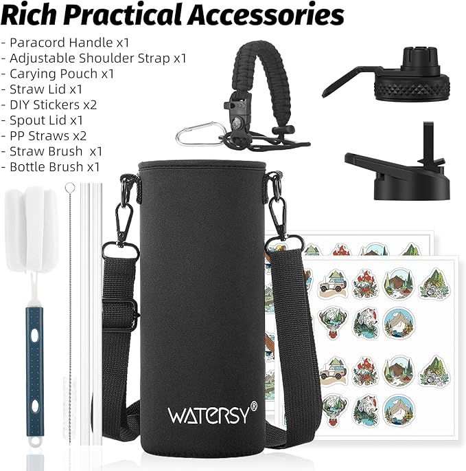 40oz Insulated Water Bottle (Cold for 48 Hrs),BPA Free&Leak Proof,Stainless Steel Water Flask,Water Jug with Straw Spout Lids for Gym,Hiking,Travel,Sky Blue