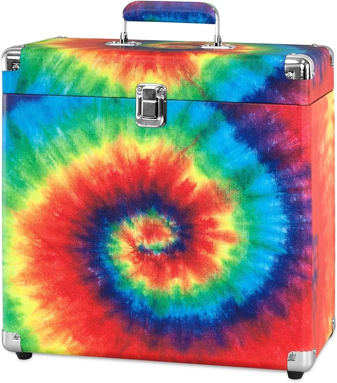 Innovative Technology Victrola Vintage Vinyl Record Storage Carrying Case for 30+ Records, Tie Dye - VSC-20-TDY, 1SFA