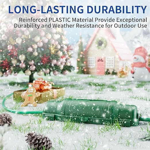 6 Pack Outdoor Extension Cord Safety Cover with Waterproof Seal IP54 Water-Resistant, Weatherproof Electrical Connection Box with 2 Latches, Plug, Socket, Holiday Decoration Light, Green