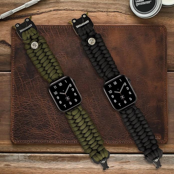Paracord Band Compatible with Apple Watch Band 38mm 40mm 41mm 42mm 44mm 45mm, Robust Survival Tactical Weave Strap with Stainless Steel Buckle Quick Release for iWatch Series SE 7 6 5 4 3 2 1 for Men