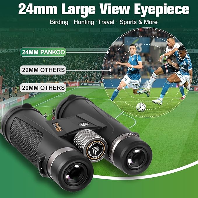 Pankoo 20x56 Binoculars for Adults High Powered - Large View Waterproof Binoculars with Clear Low Light Vision - Compact Binocular Essentials for Hunting Camping Cruise Travel Bird Watching Sports