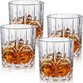 4 Sets Plastic Whiskey Glasses 14 oz Unbreakable Whiskey Drinking Glasses Old Fashioned Cocktail Cups Plastic Water Tumblers Clear Wine Cup Shatterproof Short Tumbler for Indoor Outdoor