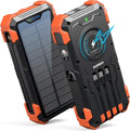 Sudrov Solar Charger Power Bank, 42800mAh Wireless Portable Charger with USB-C in/Output, QC3.0 Fast Charging 15W 4 Ports Outdoor Battery Pack Built-in LED Flashlight, for iPhone, Galaxy, iPad etc