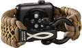 Savior Survival Gear Paracord Watch Band,Compatible with Apple Watch Band 49mm 46mm 45mm 44mm 42mm - iWatch Band Series Ultra 10 9 8 7 6 5 4 3 2 1 SE,Adjustable strap for men(Brown-Khaki-Black, Large)
