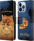 Head Case Designs Officially Licensed Harry Potter Crookshanks Prisoner of Azkaban II Leather Wallet Case Compatible with Apple iPhone 13 Pro