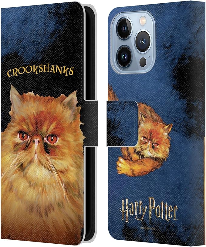 Head Case Designs Officially Licensed Harry Potter Crookshanks Prisoner of Azkaban II Leather Wallet Case Compatible with Apple iPhone 13 Pro