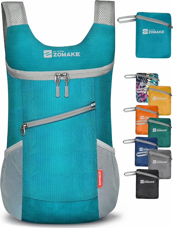 ZOMAKE Lightweight Packable Backpack,Foldable Backpacks Small Daypack Hiking Daypacks Water Resistant Day Bag for Travel(Dark Green)