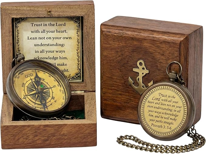 Handmade Brass Antique Compass with Leather Case – Vintage Finish Functional Pocket Navigation Tool for Travel, Hiking & Gift