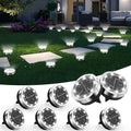 Solar Ground Lights Outdoor, 8 Pack Solar Lights Outdoor Waterproof, Mini Flat Solar-Powered Garden Light, Landscape Lighting for Garden Yard Lawn Pathway Walkway Driveway Backyard Decor, Cold White