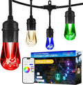 Enbrighten Vibe Vintage Outdoor String Lights Gen 2, 48ft, 24 RGBWIC Acrylic Bulbs, Weatherproof, Perfect for Gameday, Holidays, and More, Smart App Control, Compatible with Alexa, Google Home, 86128