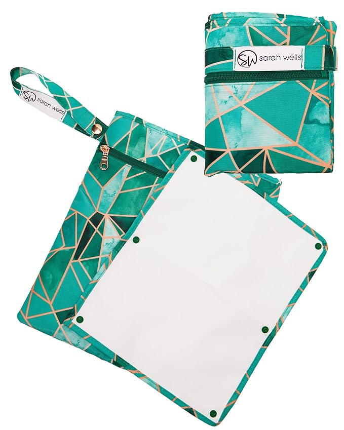 Sarah Wells Pumparoo Wet Dry Bag for Breast Pump Parts – Compact Organizer with Waterproof Pocket, Staging Mat & Fridge Hack – Machine Washable Pumping Accessory (Mosaic)