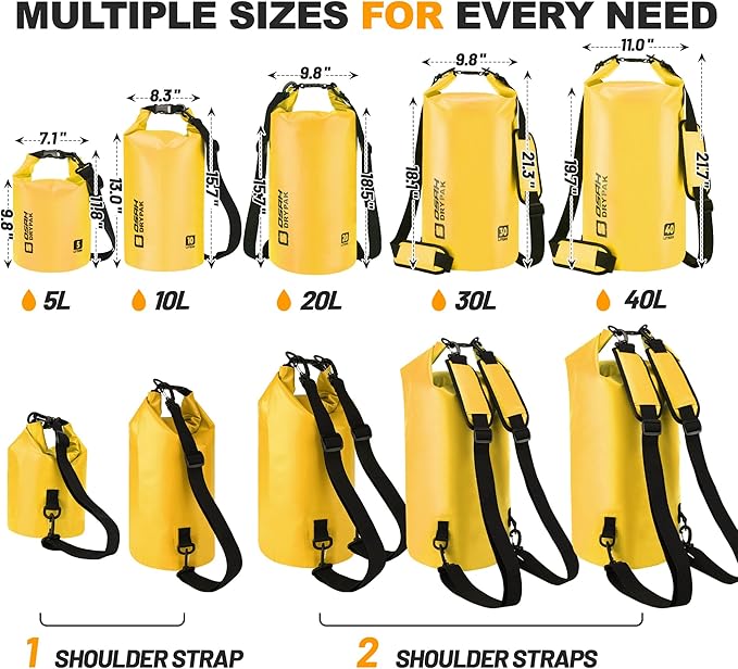 Waterproof Dry Bag, 5L/10L/20L/30L/40L Roll Top Lightweight Storage Backpack with Phone Case for Women & Men, Floating Waterproof Sack for Travel, Swimming, Kayaking, Paddle Board, Camping & Beach