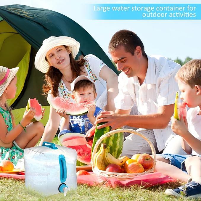 Reallnaive 3 Pack Collapsible Water Container with Spigot, Foldable Camping Water Container Portable Camping Storage Carrier Jug for Outdoors Hiking Emergency Kit Backpack(Blue,2.6 Gallon)
