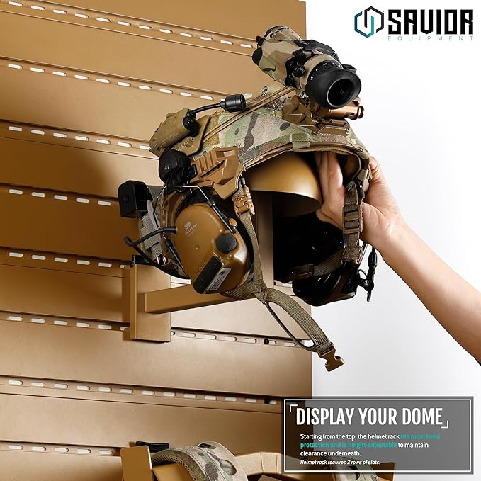 Savior Equipment Wall Rack System H.A.B Attachment Tactical Gear Wall Mount Organizer, Military Helmet Vest Belt Display Rack Plate Carrier Hanger, Heavy-Duty Steel Construction Hold Up to 80 lbs