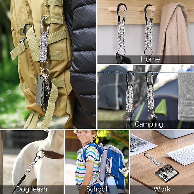 EOTW Paracord Keychain for Men Women Paracord Carabiner Backpack Keychain with Aluminum Clip for Camping Hiking Outdoor Gear
