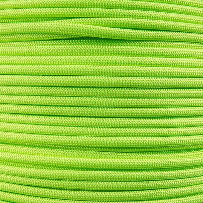 Paracord Planet Solid Color 550lb Paracord – 7 Strand Type III Nylon Cord for Indoor and Outdoor Tasks – Acid Lime (100 ft)