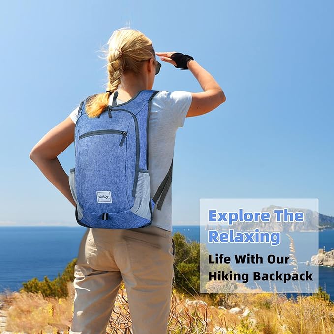 Xgunion Hiking Backpack 10L Small Travel Lightweight Daypack Foldable Hiking Packable Camping Hiking Backpacks for Women Men (Sky Blue)