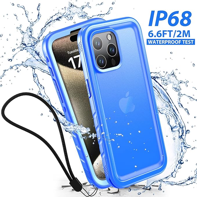 SPORTLINK for iPhone 15 Pro Max Case - IP68 Waterproof Military Protective Full Body Heavy Duty Shockproof 360 Sealed Dustproof with Camera Screen Protector Cover for i Phone 15 Pro Max 6.7" Blue