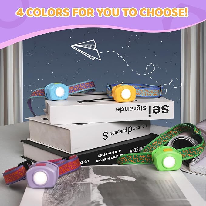 EverBrite LED Headlamp Rechargeable Kids Headlamp with RGB Mode and Adjustable Headband, 3 Modes Multicolor Headlamp for Camping, Reading, Exploring, Halloween, Christmas-2 Pack