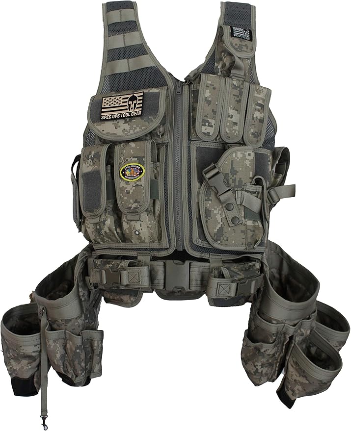 Spec Ops Tool Gear SF-18 Charlie 2.0 Tactical Tool Vest & Belt | Modular MOLLE Vest with Tool Pouches & Weight-Dispersing