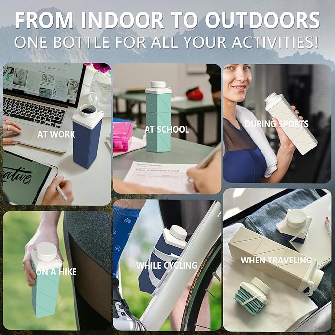 BEAUTAIL Collapsible Water Bottles 24.3oz, Foldable Travel Water Bottle, Portable & Lightweight, Leakproof & Reusable for Traveling Camping Hiking Yoga Sports Outdoor School Office