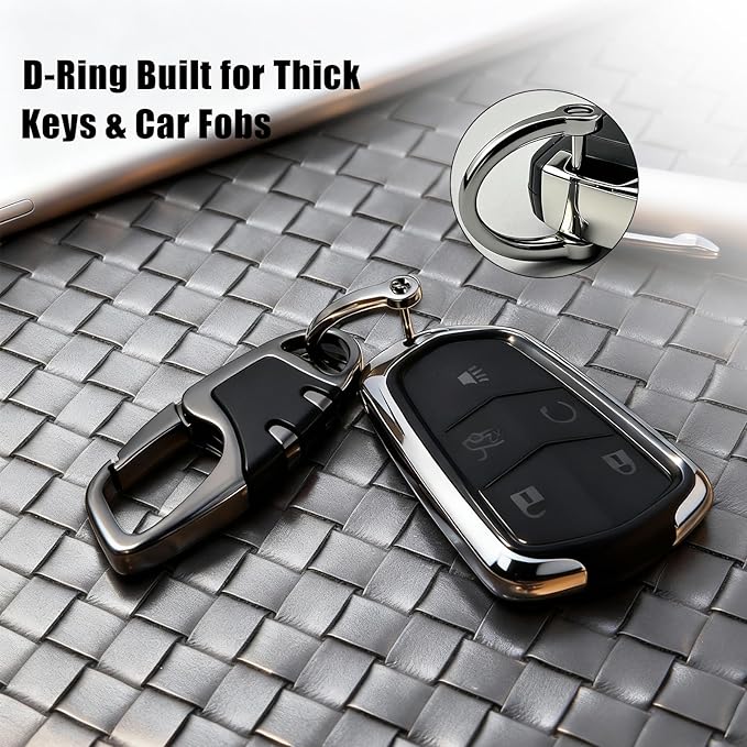 Keychain with Carabiner Clip, 4 Heavy Duty Key Rings and D Ring for Men's Car Key Fob Holder Fits Belt Loops