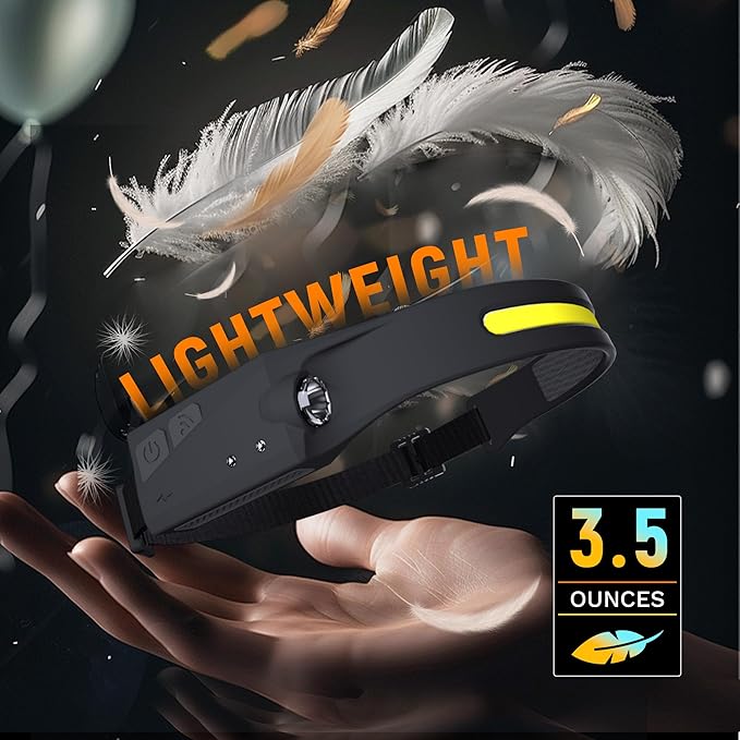 EGUKU Headlamp Flashlight, 2Pack Rechargeable LED Headlamps 1200Lumens 2 COB 230°Wide Beam Headlight with Bright 5 Modes Lightweight Waterproof Head Lamp for Outdoor Running, Camping Hiking