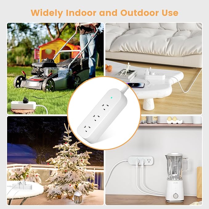 Outdoor Power Strip Weatherproof 3 FT Extension Cord Waterproof Surge Protector Power Strip, 3 AC Outlets, 1625W Overload Protection, for Camping, Home, Office, Garden, FCC UL Listed