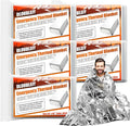 5-Pack Emergency Thermal Blankets, Heavy Duty Mylar Space Blanket with Ultimate Body Heat Retention for Camping Survival Kit, Car Emergency and Hiking, Waterproof & Windproof