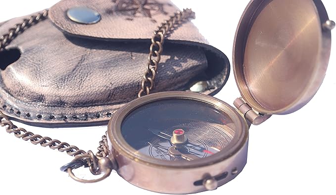 Brass Engrved Compass for Men, Pocket Compass with Leather Case, Antique Handmade Religious Gift Idea for Graduation, Communion, Baptism (to My Son, Love Dad)